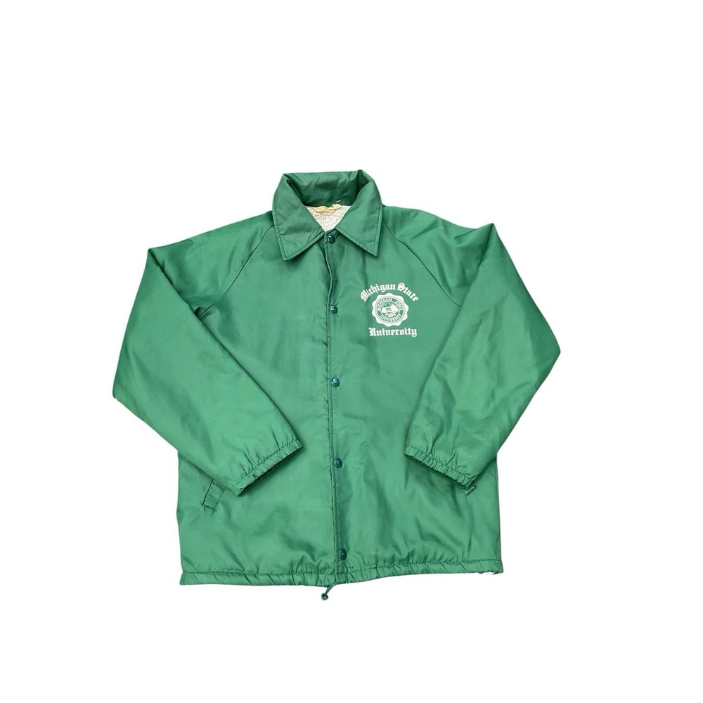 Vintage varsity Coach bomber  jacket Spartans Michigan State - large Sherpa